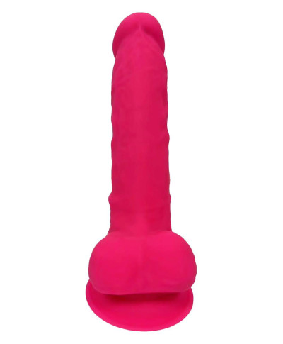 REAL LOVE DILDO WITH BALLS 7INCH FUCHSIA