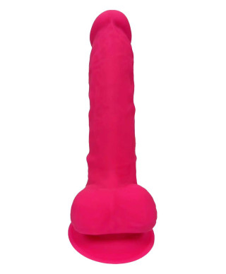 REAL LOVE DILDO WITH BALLS 7INCH FUCHSIA