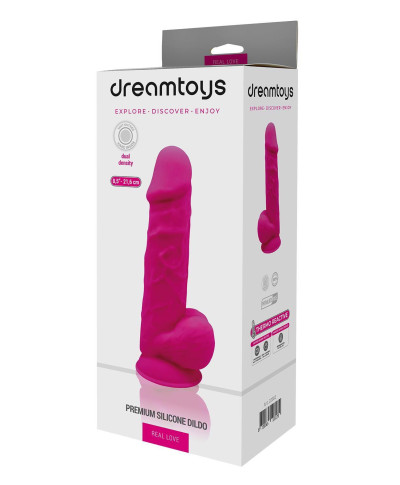 REAL LOVE DILDO WITH BALLS 85INCH FUCHSIA