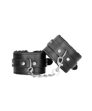 Plush Bonded Leather Hand Cuffs - With Adjustable Straps