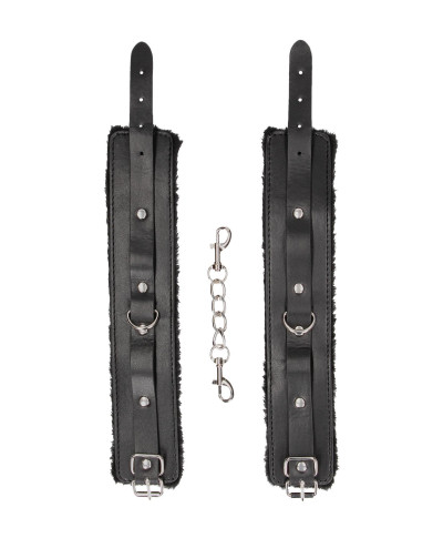 Plush Bonded Leather Ankle Cuffs - With Adjustable Straps