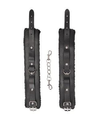 Plush Bonded Leather Ankle Cuffs - With Adjustable Straps