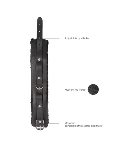 Plush Bonded Leather Ankle Cuffs - With Adjustable Straps