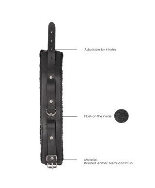 Plush Bonded Leather Ankle Cuffs - With Adjustable Straps