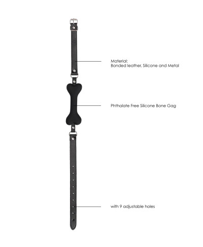Silicone Bone Gag - With Adjustable Bonded Leather Straps