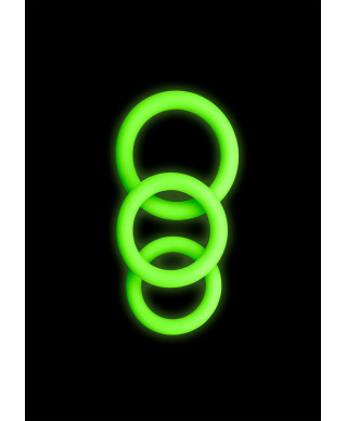 3 pcs Cock Ring Set - Glow in the Dark - Neon Green