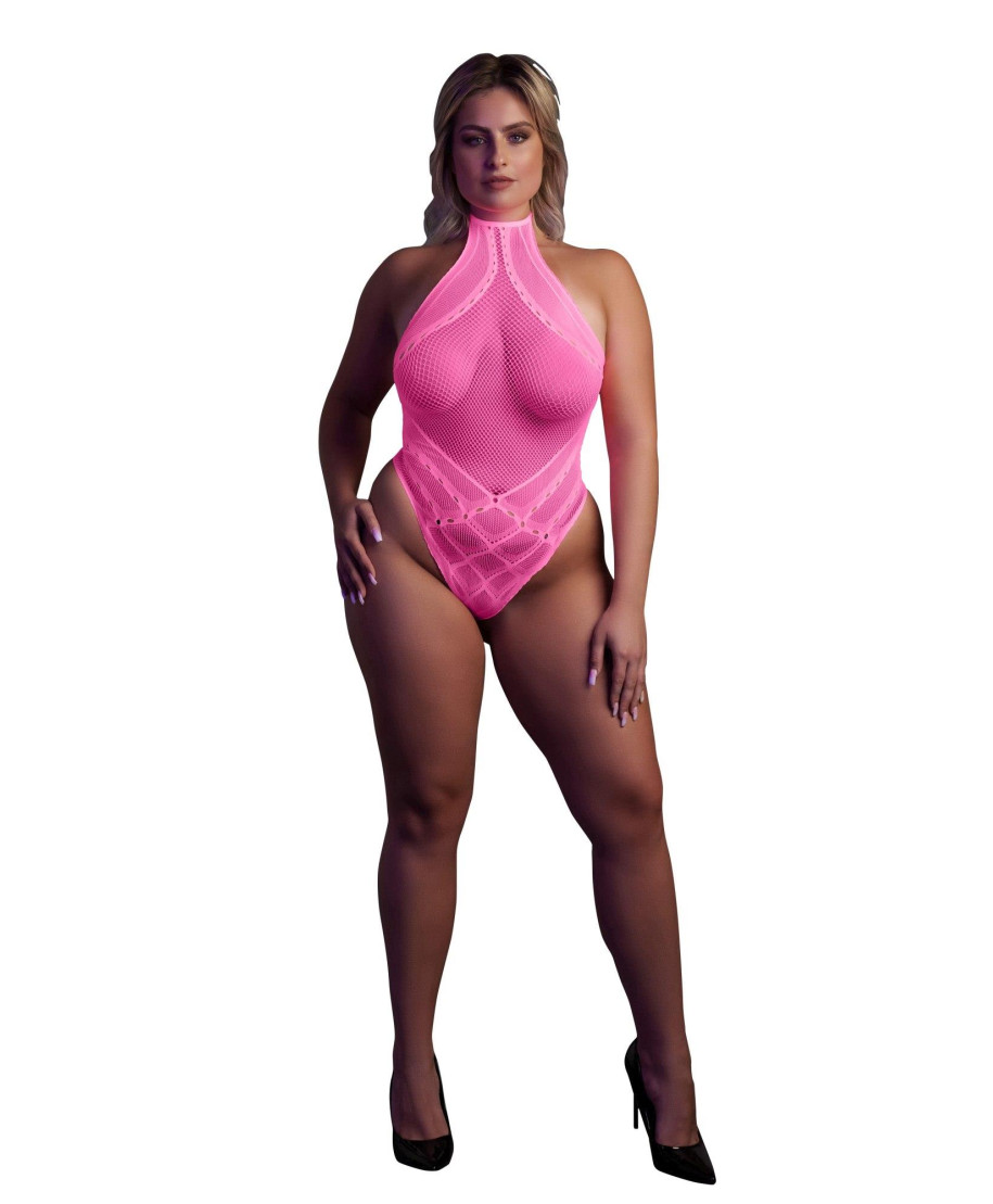 Body with Halter Neck - Neon Pink - XLXXXXL