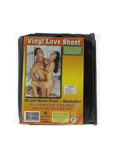 VINYL BED SHEET BLACK 158x227CM