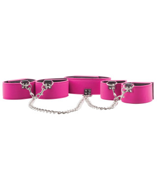 Reversible Collar Wrist Ankle Cuffs - Pink