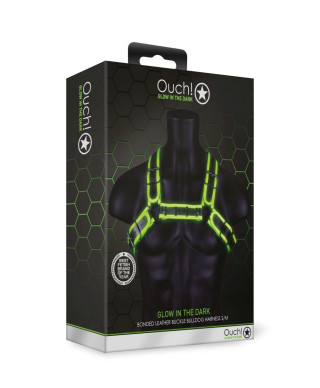 Buckle Bulldog Harness - GitD - Neon GreenBlack - SM