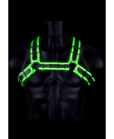 Buckle Bulldog Harness - GitD - Neon GreenBlack - SM