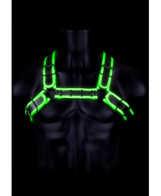 Buckle Bulldog Harness - GitD - Neon GreenBlack - SM