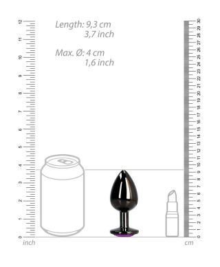 CZARNA ZATYCZKA PLUG ANALNY KOREK METALOWY Z DIAMENTEM 9 CM