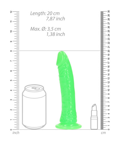 Slim Realistic Dildo with Suction Cup - Glow in the Dark - 7 18 cm