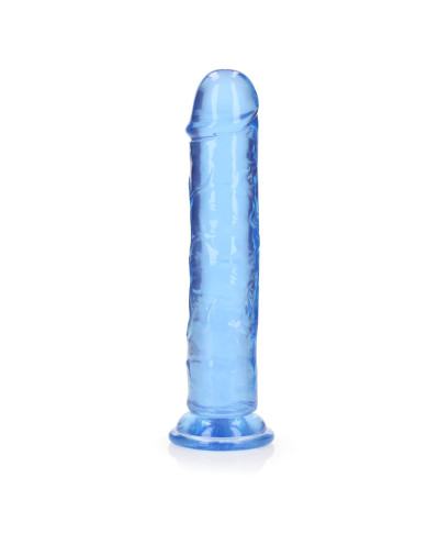 Żelowe niebieskie dildo z przyssawką waginalne i analne 22 cm