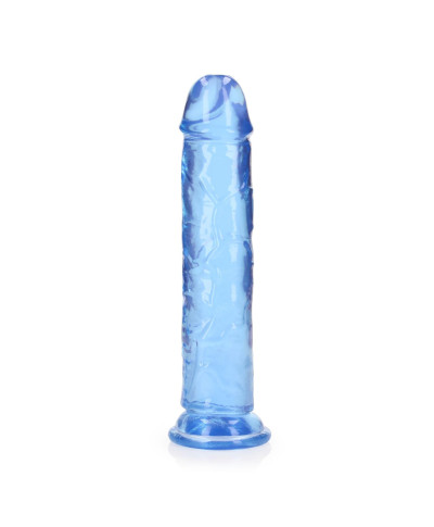 Żelowe niebieskie dildo z przyssawką waginalne i analne 22 cm