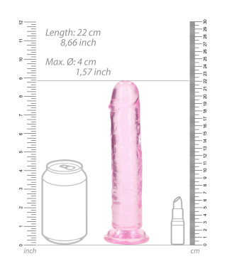 Żelowe różowe dildo z przyssawką waginalne i analne 22 cm