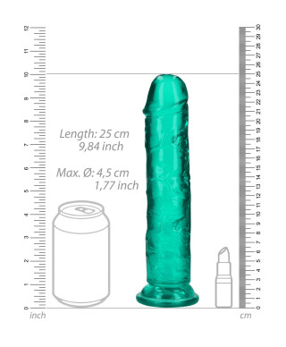 Żelowe zielone dildo z przyssawką waginalne i analne 25 cm