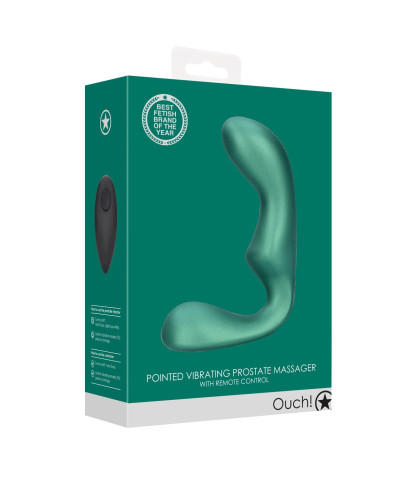 Pointed Vibrating Prostate Massager with Remote Control - Metallic Green