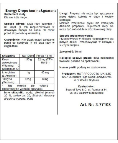 Krople podnoszące libido pożądanie energię 30ml