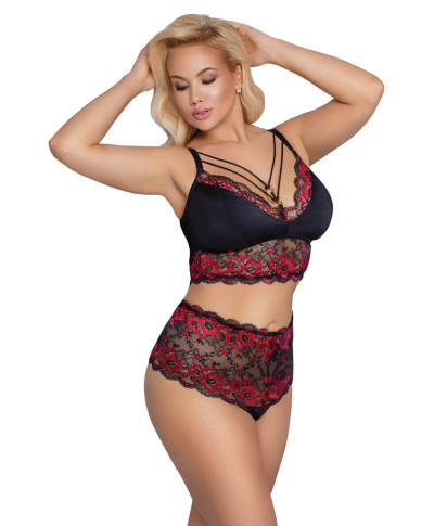 Bra and Briefs blackred 2XL