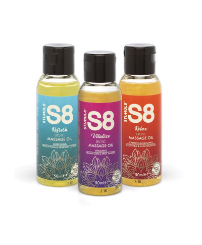 S8 Massage Oil Box 3x 50ml Multi flavour