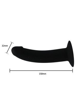 Majtki na szelkach z zakrzywionym czarnym dildo