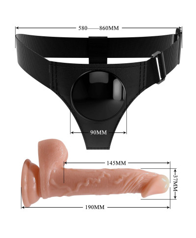 PRETTY LOVE - HARNESS BRIEFS- Kevin Universal Strap-On 72 Dildo