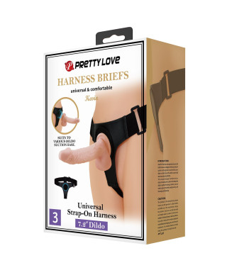 PRETTY LOVE - HARNESS BRIEFS- Kevin Universal Strap-On 72 Dildo