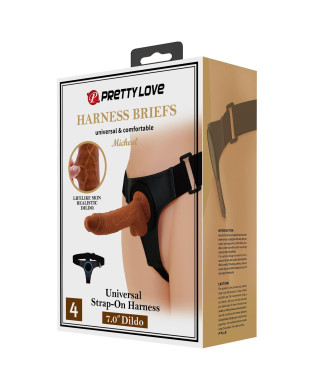 PRETTY LOVE - HARNESS BRIEFS- Micheal Universal Strap-On 70 Dildo