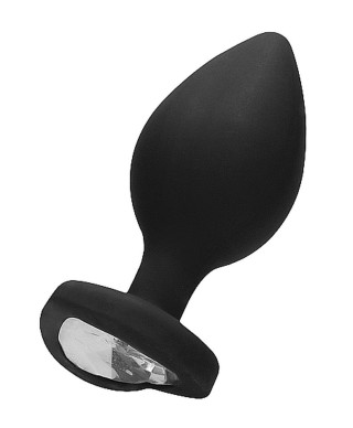 Diamond Heart Butt Plug - Extra Large - Black