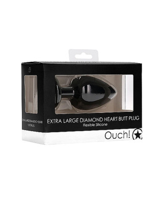 Diamond Heart Butt Plug - Extra Large - Black