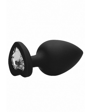 Diamond Heart Butt Plug - Extra Large - Black