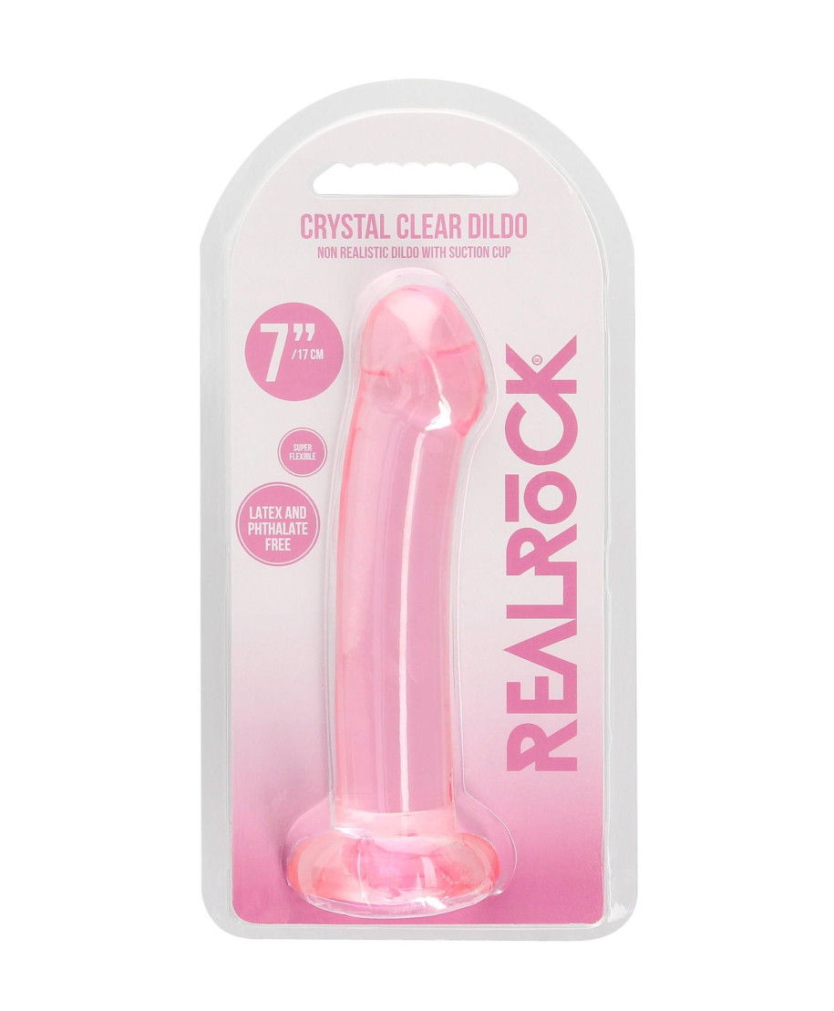 Dildo różowe gładkie z mocną przyssawką 18 cm