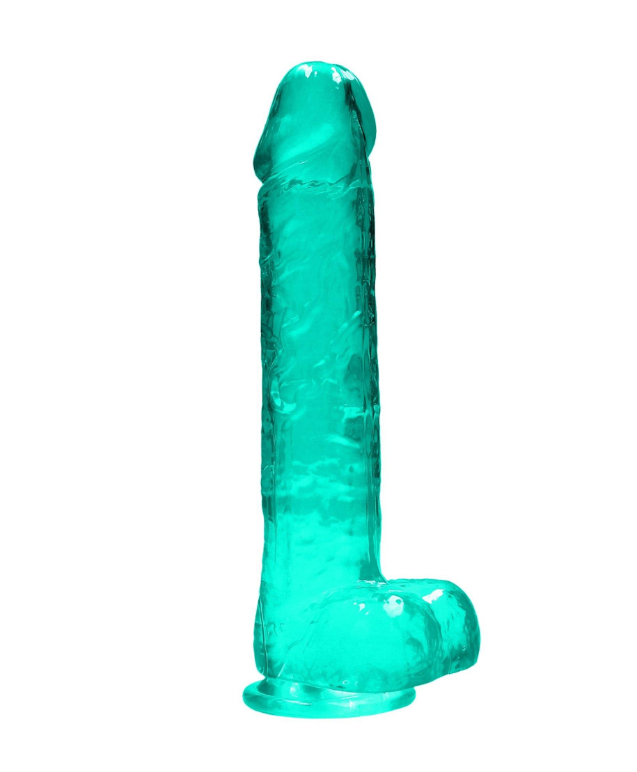 9 25 cm Realistic Dildo With Balls - Turquoise