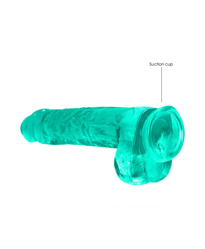 9 25 cm Realistic Dildo With Balls - Turquoise