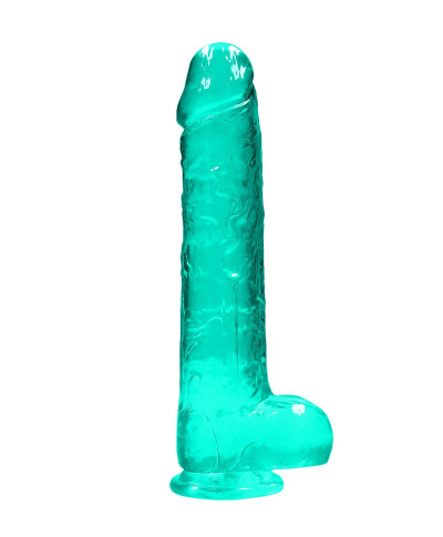 9 25 cm Realistic Dildo With Balls - Turquoise