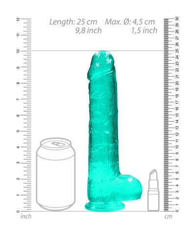 9 25 cm Realistic Dildo With Balls - Turquoise