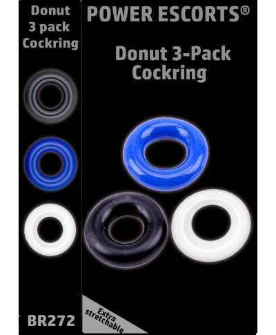 Ring-Donut Cockring 3 Pack-3 colors blueclearblack