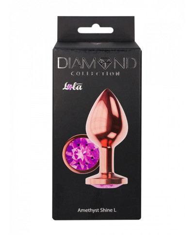 Plug-Butt Plug Diamond Amethyst Shine L Rose Gold