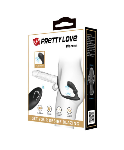 PRETTY LOVE - Warren Black 12 vibration functions 12 pulse wave settings Wireless remote control