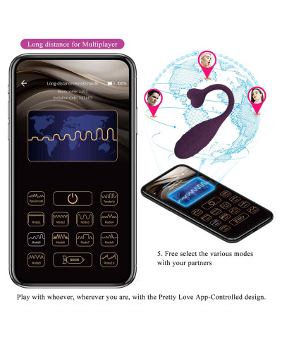 PRETTY LOVE - Fisherman Purple 12 vibration functions Mobile APP remote control