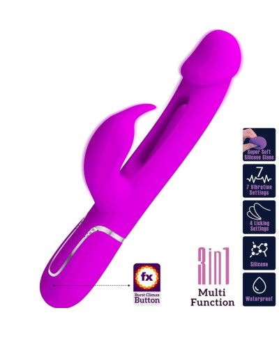 PRETTY LOVE - Kampas Rabbit 3 in 1 multifunction vibrator with tongue violet