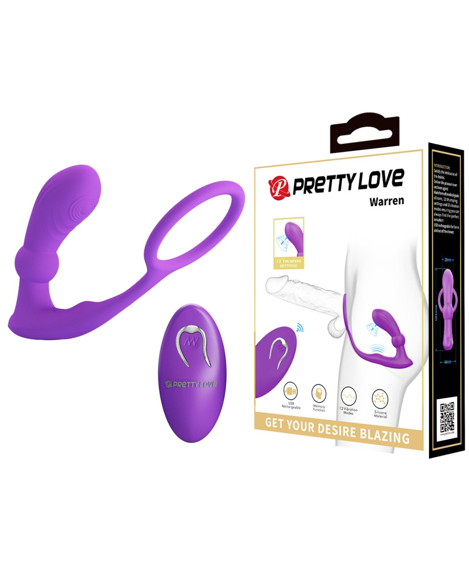 PRETTY LOVE - Warren Purple Wireless remote control 12 pulse wave settings 12 vibration functions