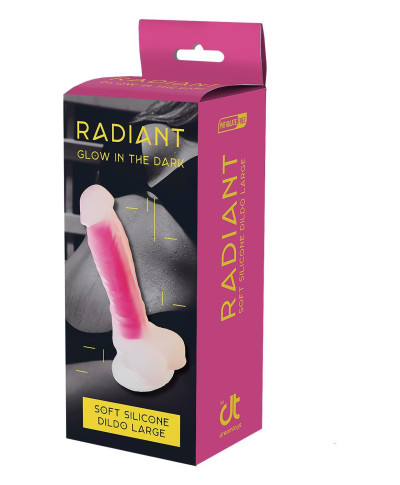 RADIANT SOFT SILICONE GLOW IN THE DARK DILDO LARGE PINK