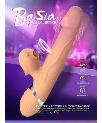 Wibrator-Basia Thtusting Vibrator 2 in 1 Tongue Vibrators USB