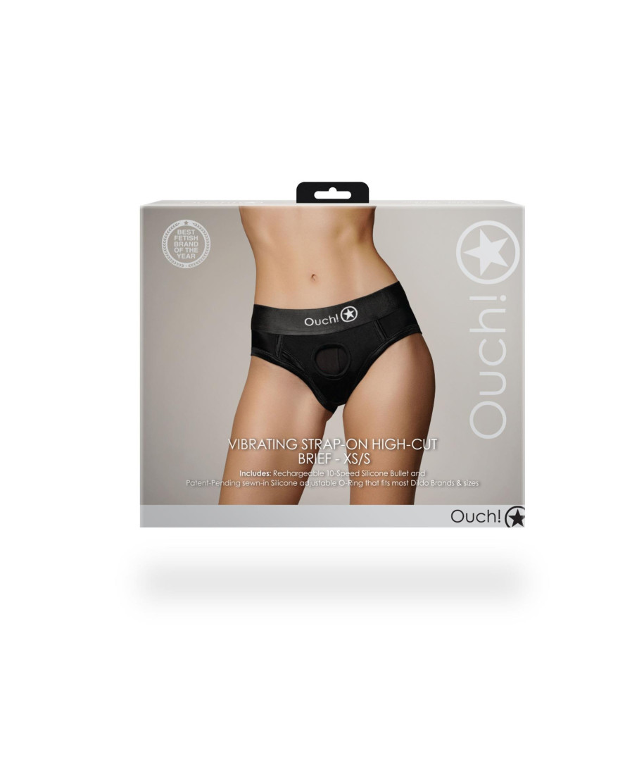 Vibrating Strap-on High-cut Brief - XSS