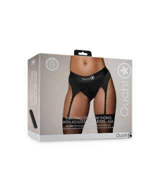 Vibrating Strap-on Thong with Adjustable Garters - ML