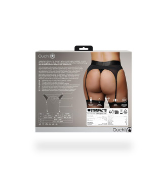 Vibrating Strap-on Thong with Adjustable Garters - XLXXL