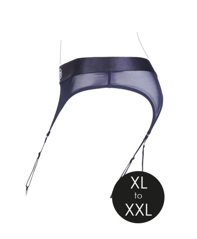 Vibrating Strap-on Thong with Adjustable Garters - XLXXL